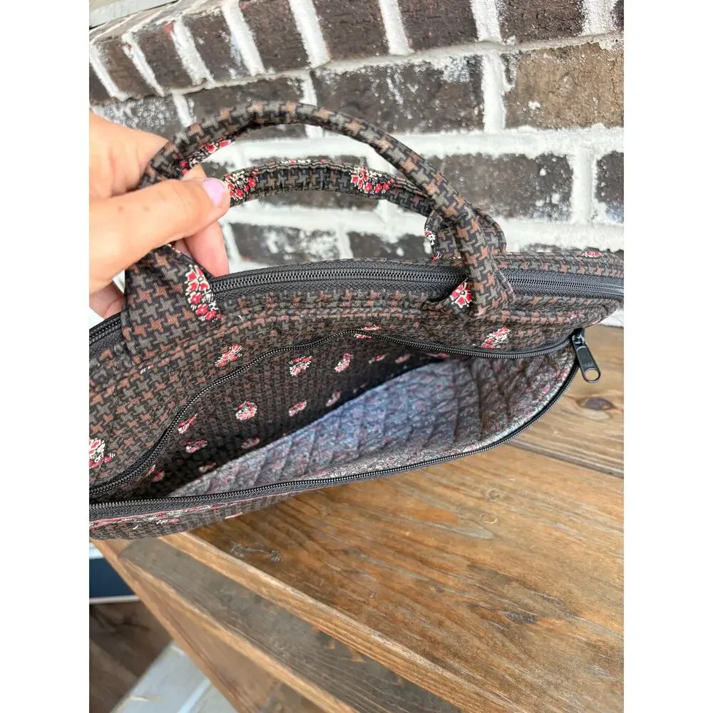 Vera Bradley Brown Paisley Laptop Bag Computer Briefcase Quilted Retired Print